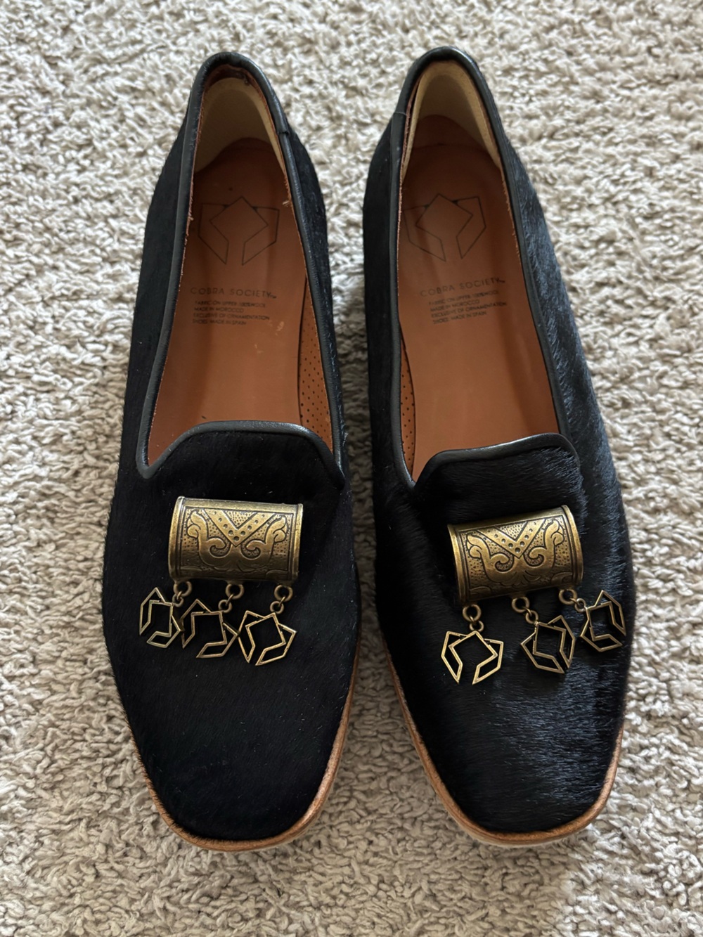 Cobra Society Black Calf Hair Loafers size US9/EU40